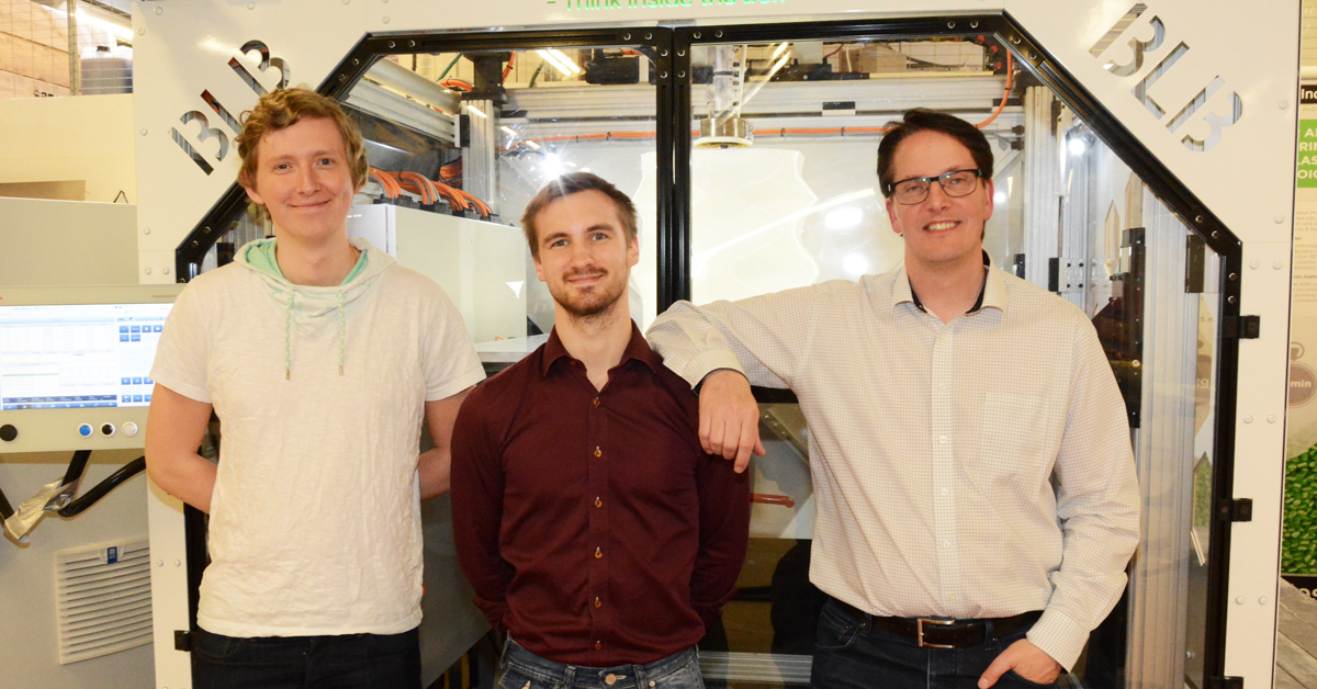 Jacob Lundin, Cim Bergdahl och Thomas Burdal på BLB Industries.
